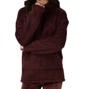 Women's Sweater 32° Degrees Soft Plush Burgundy Sherpa Pullover Hoodie SZ/M